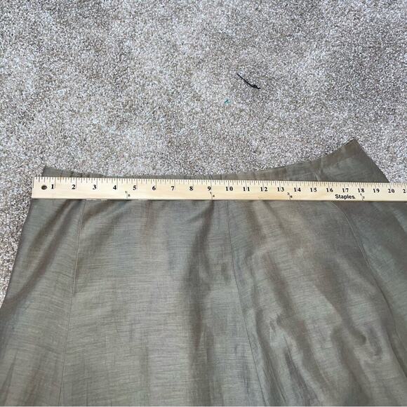 Chico's midi skirt linen silk cotton blend brown embroidered pleated lined SZ 3 - Picture 5 of 11